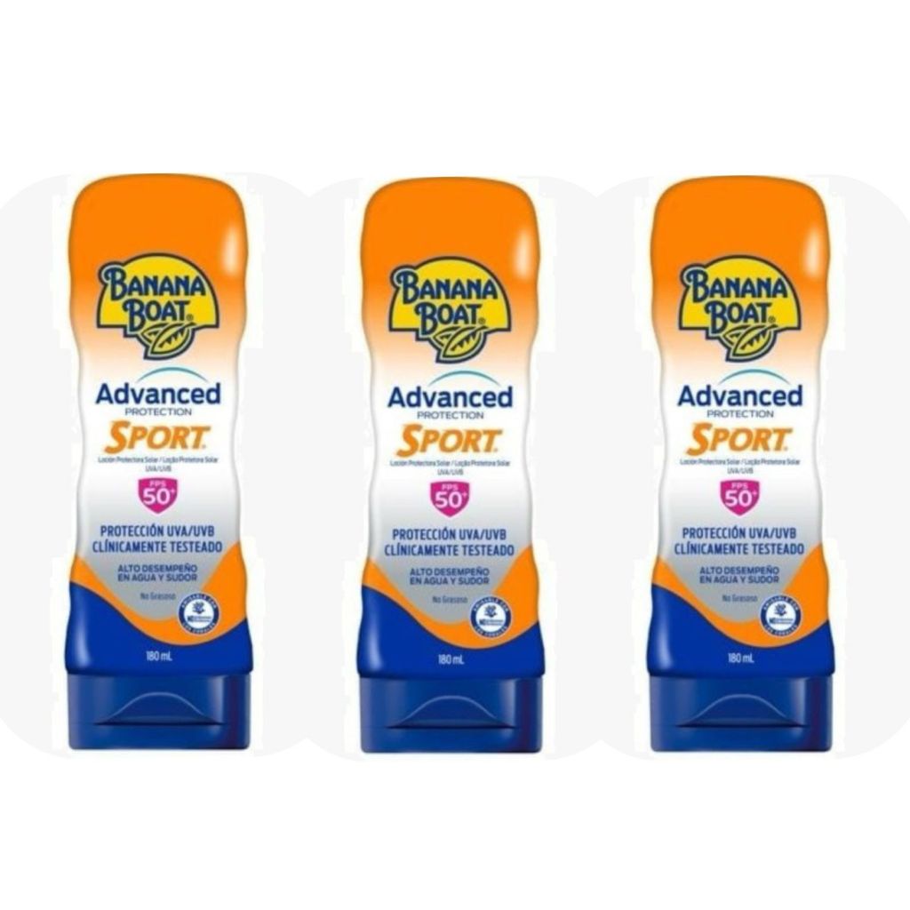 Kit 3 Protetor Bloqueador Filtro Solar Banana Boat Advanced Protection Sport Fps50 180ml