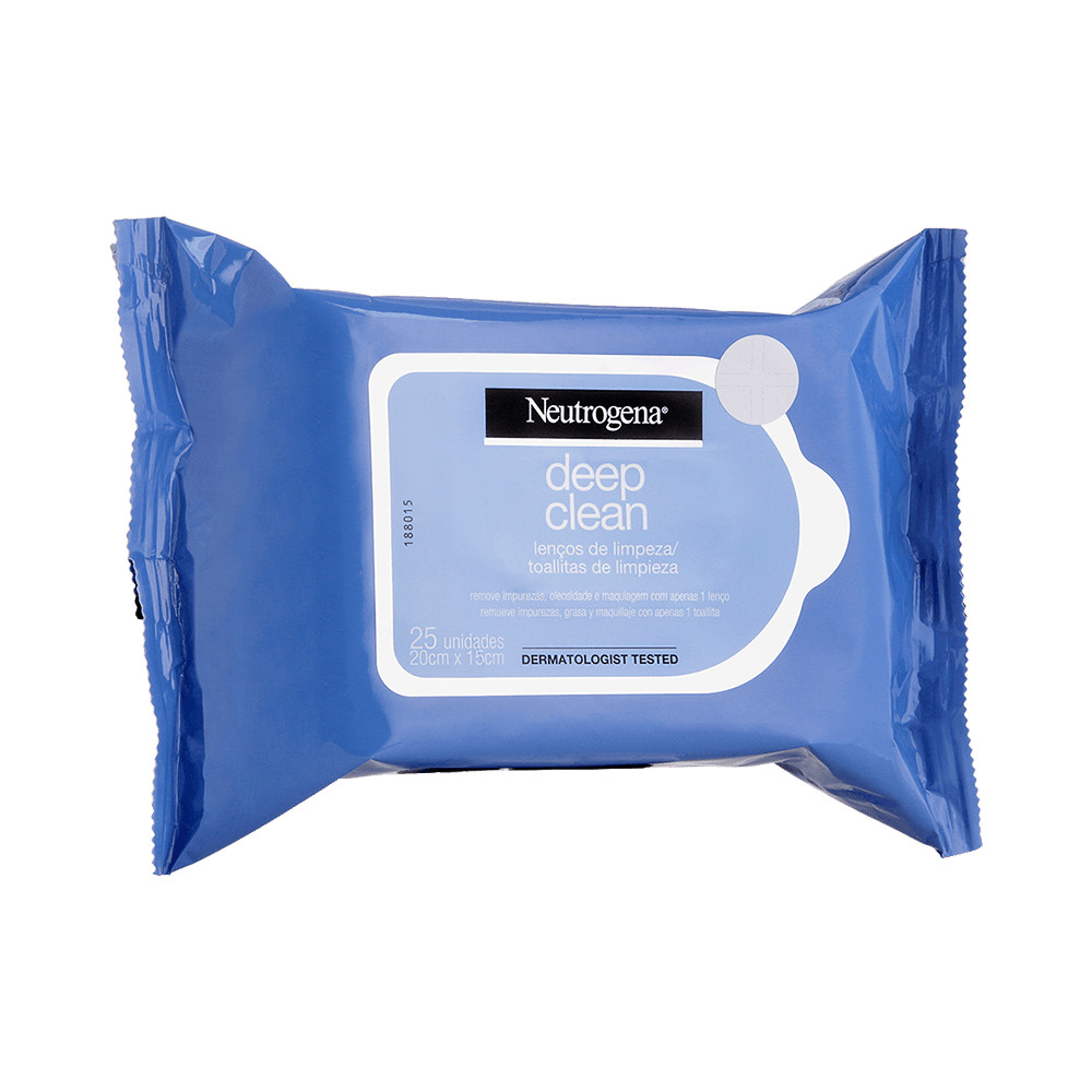 Lenço de Limpeza Facial e Demaquilante Neutrogena Deep Clean Com  25 un em Oferta na Shopee