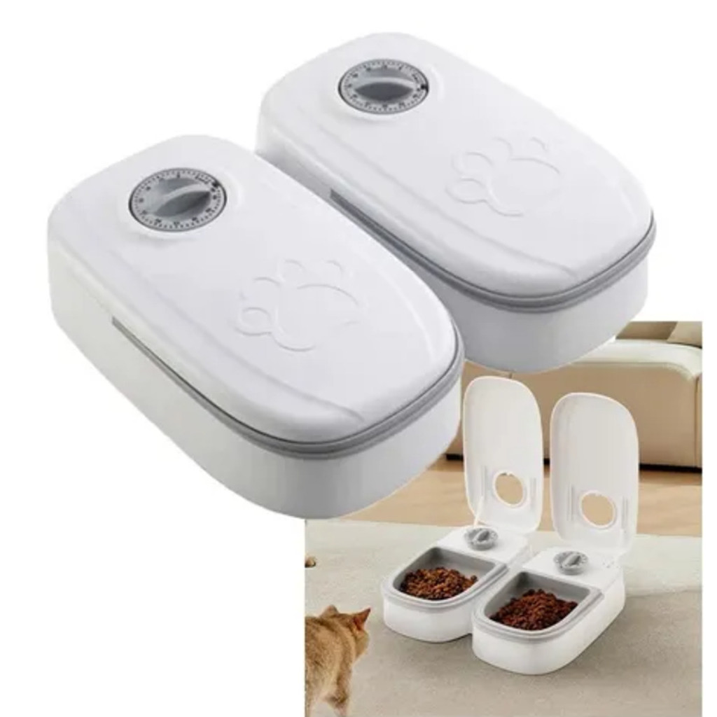 Bebedouro Comedouro Cachorro Gato Automático Porta Ração PET Plástico Abre Sozinho