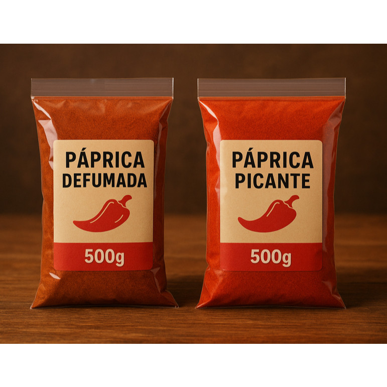 Kit Páprica Defumada 500g + Páprica Picante 500g | 1kg Temperos Naturais