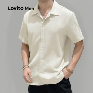 Lovito Men Camisa Casual de Botão com Frisos para Primavera/verão Cor Cáqui Claro para homens LNE118080 em Oferta na Shopee