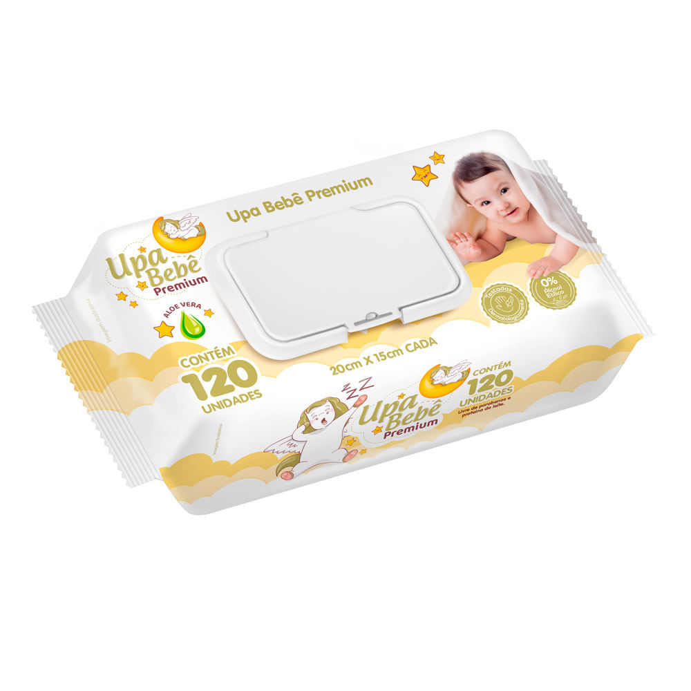 Toalha Umedecida Upa Bebe Premium Aloe Vera 120 Unidades em Oferta na Shopee