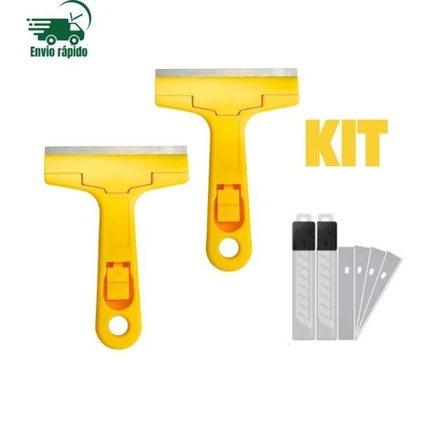 Kit Raspadores Raspador De Vidro Azulejo Piso Multiuso 3 Laminas Estilete Chão Plano Tintas Cerâmica