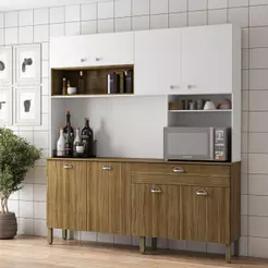 Cozinha Completa 8 Portas 1 Gaveta Balcão Omega Core Kits Paraná