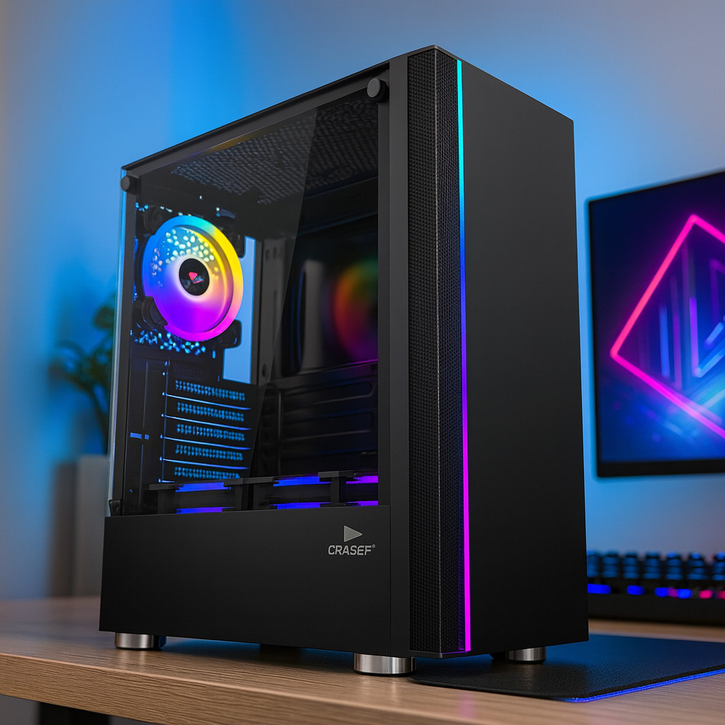 Gabinete Gamer PC Vidro Temperado Suporte Watercooler 360mm Alto Fluxo de Ar ATX M-ATX D-ATX14