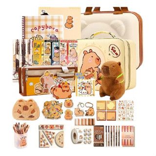 Kit de Papelaria Capybara Fofo 31 Peças com Maleta, Conjunto Completo e Seguro para Escola em Oferta na Shopee