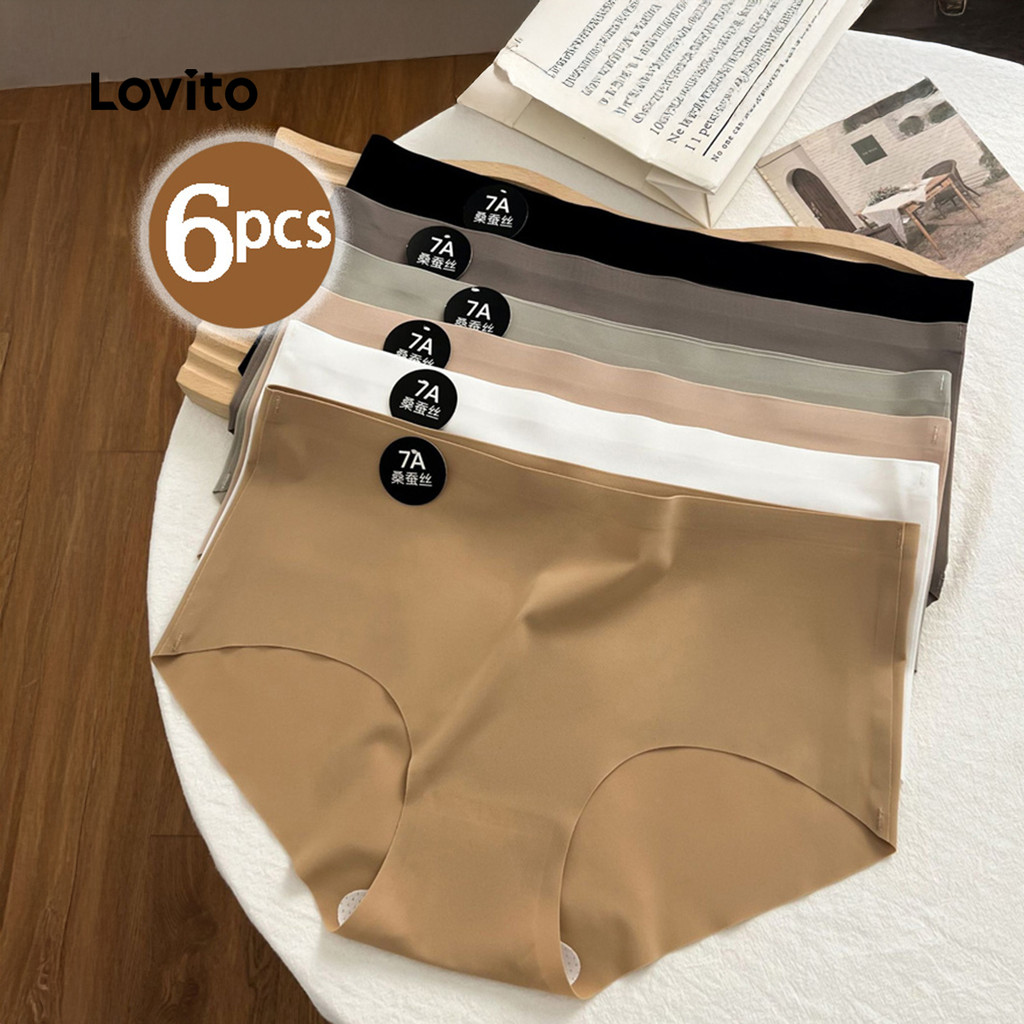 Lovito Pacote de 6 Calcinhas Combinadas de 4 Vias Elásticas para Todas As estações LCS25A206