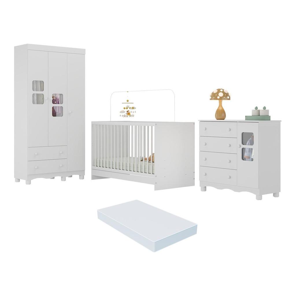 Quarto de Bebê Completo com Berço 3 em 1 com Colchão Incluso Luna Multimóveis MP4544 em Oferta na Shopee
