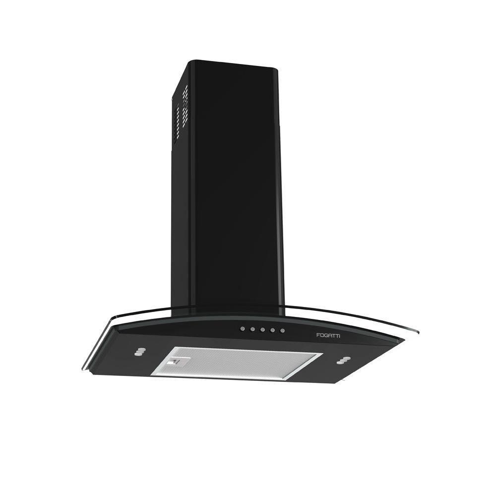 Coifa Fogatti De Parede Clean Vidro Curvo Black 60cm Preto 220V