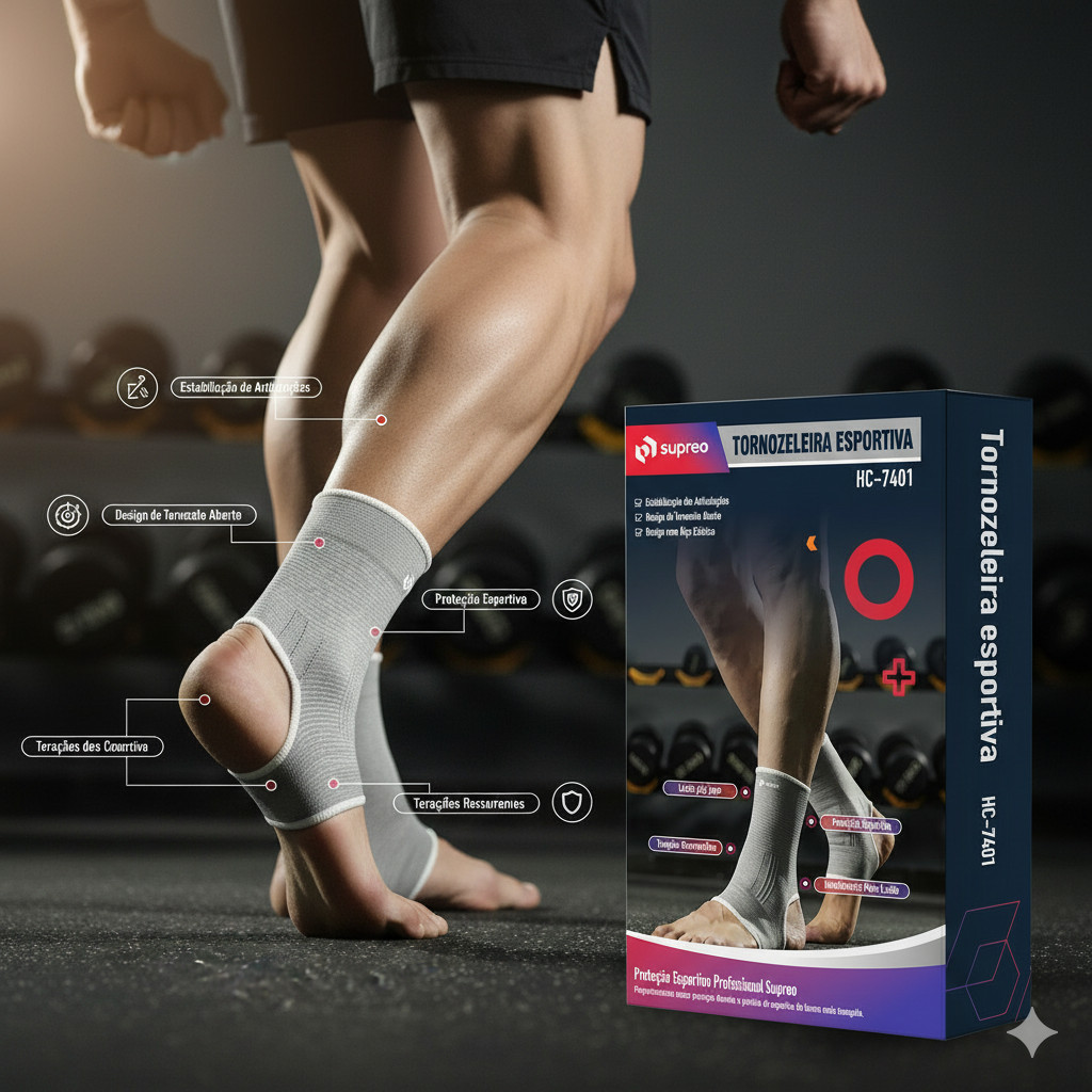 Tornozeleira Ortopédica com Compressão Elástica para Esporte Exercício Academia Crossfit Tratamento