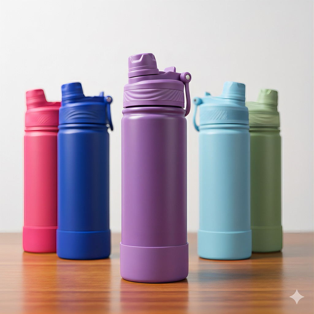 Garrafa Térmica Inox 600ML Bico Duplo Água C/ Proteção Capinha Borracha em Oferta na Shopee