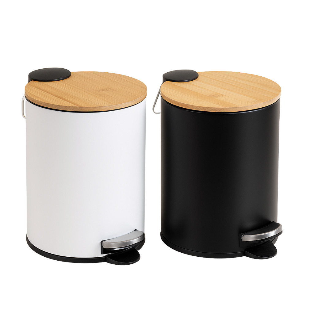 Lixeira Pedal C/ Tampa Bambu 3 Litros Cesto de Lixo Banheiro Cozinha em Oferta na Shopee