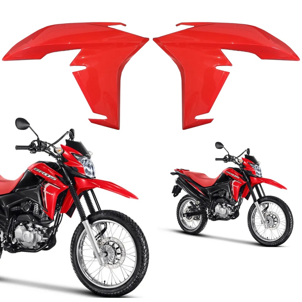 PAR GUIA DE AR ABA DO TANQUE ALETA ASA HONDA NXR BROS 160 VERMELHO 2022-2024 PARAMOTOS HONDA