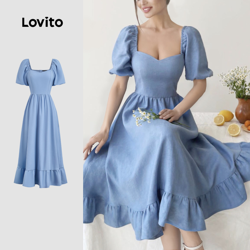 Lovito Vestido Casual Pregueado de Primavera/verão para mulheres L143ED039