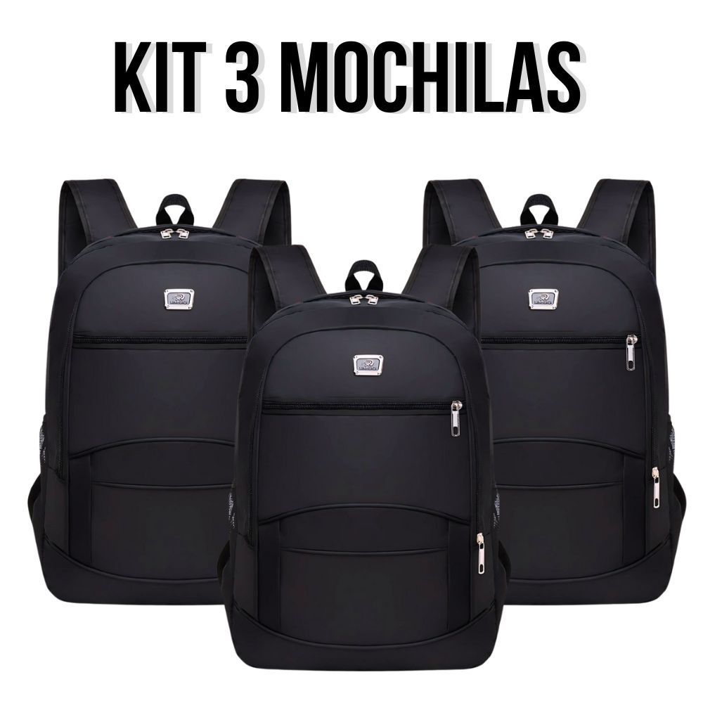 Kit 3 Mochilas Malas Bolsa Reforçada Bolsa de Notebook Resistente Trabalho Faculdade