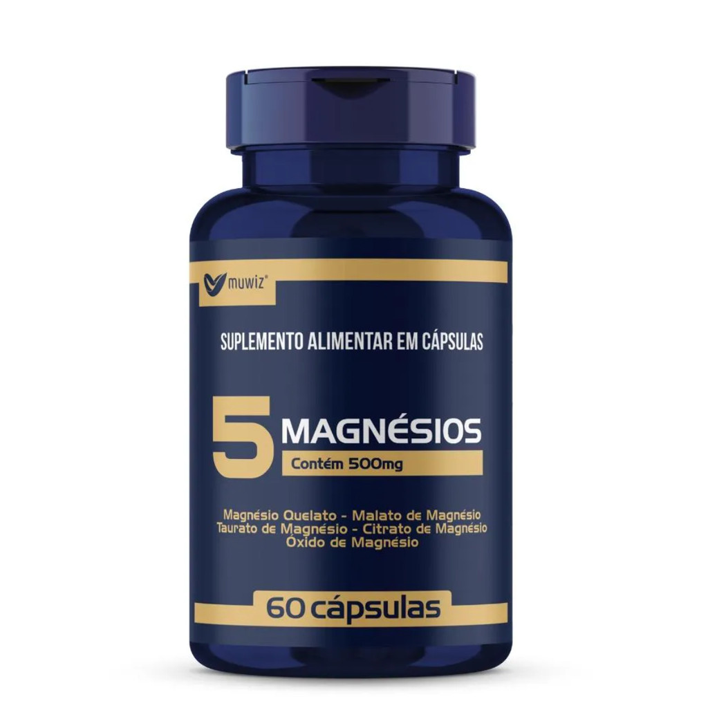 SUPLEMENTO ALIMENTAR 5 MAGNÉSIOS 60 CÁPSULAS 500MG MUWIZ