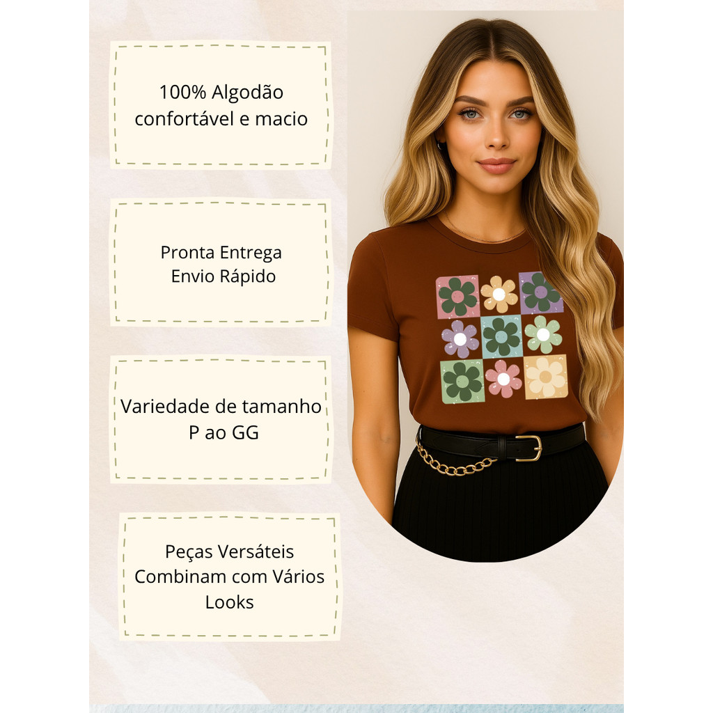 Kit 3 Blusas Femininas Algodão Premium Estampadas Florais – Moda Casual Confortável P M G GG