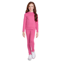 Blusa infantil manga longa e gola alta em malha térmica unissex Fakini