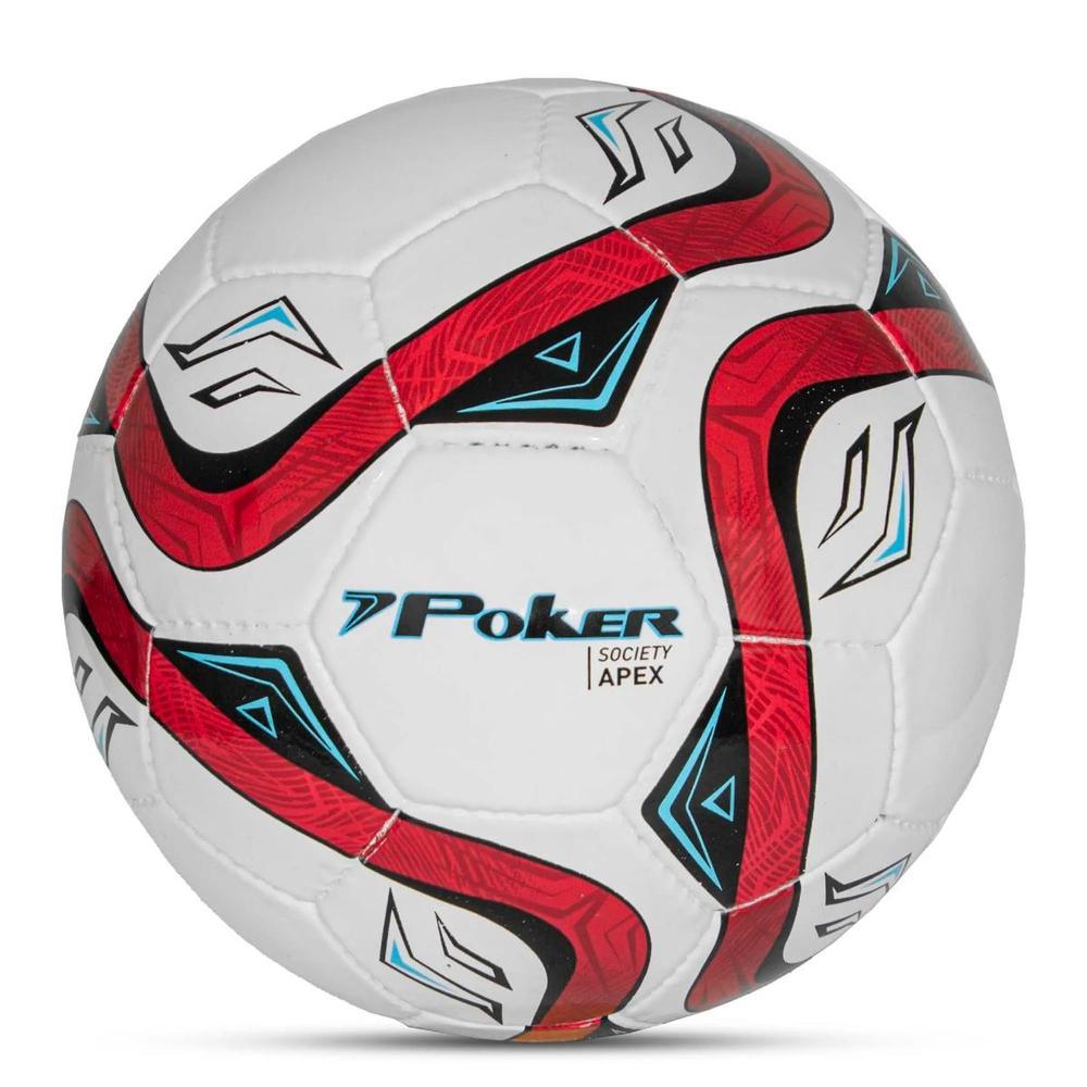 Bola de Futebol Society Semi-Profissional Poker Apex 32 Gomos - Preto e Vermelho