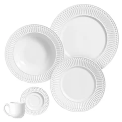 Aparelho de Jantar/Chá Porto Brasil Roma | 20 Peças, Cerâmica, Branco