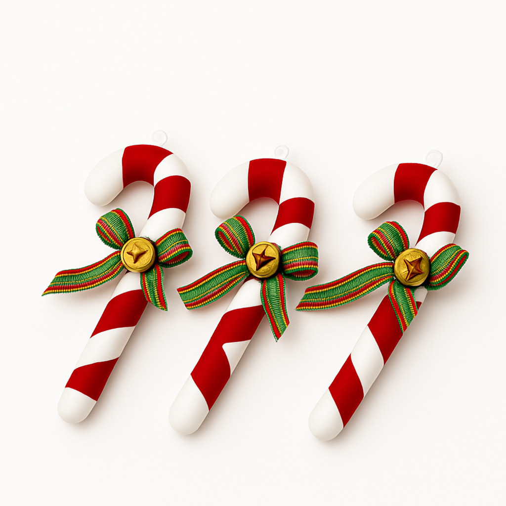 Kit 9 Bengalas Luxo Enfeite Natalino Com Laço 9,5cm Para Decoração Natal