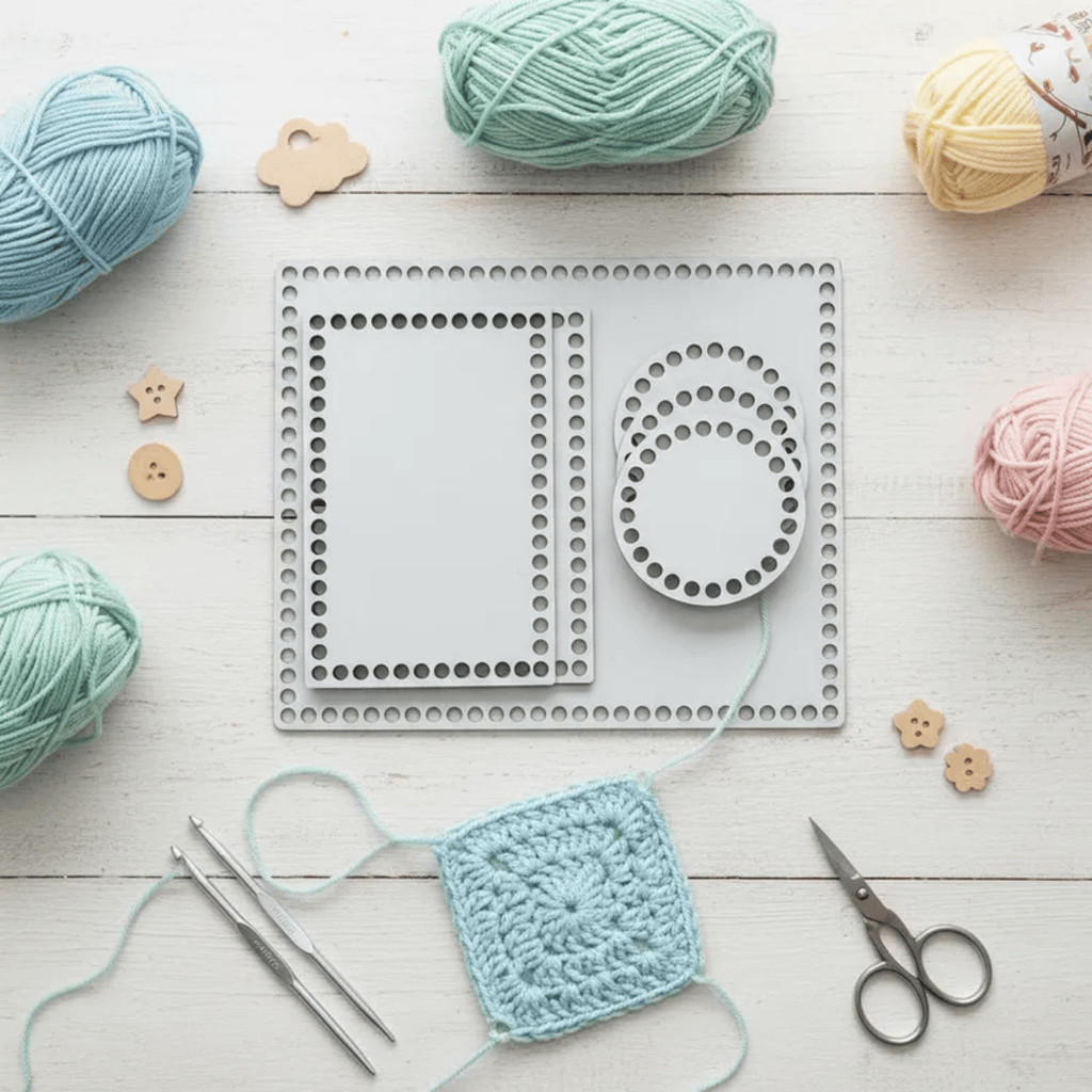 Kit 6 Peças Base Crochê MDF Para Kit Higiene Bebê Fio de Malha Artesanato Presentes