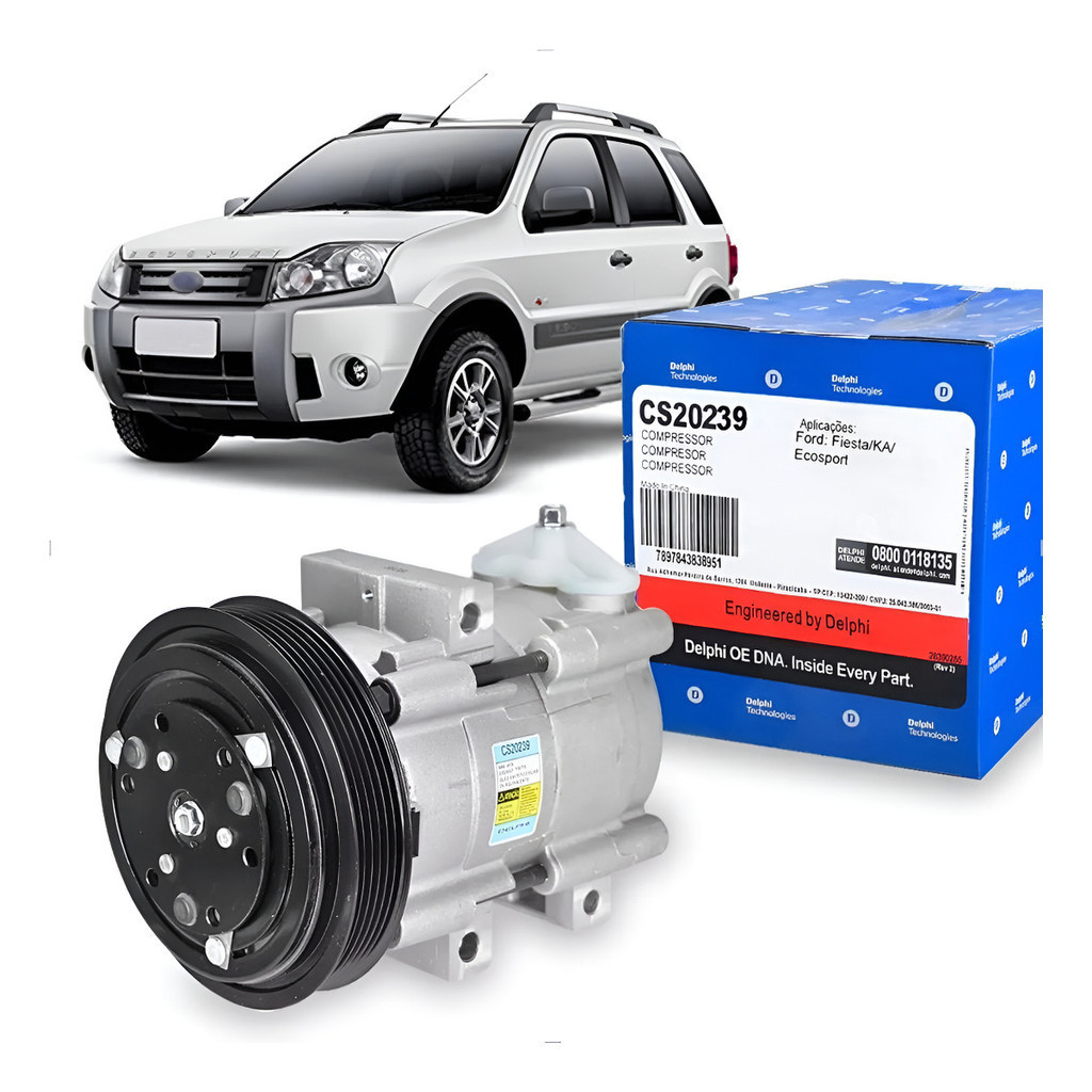 Compressor Ar Ecosport Zetec 2003 Até 2012 Original Delphi LACRADO nv