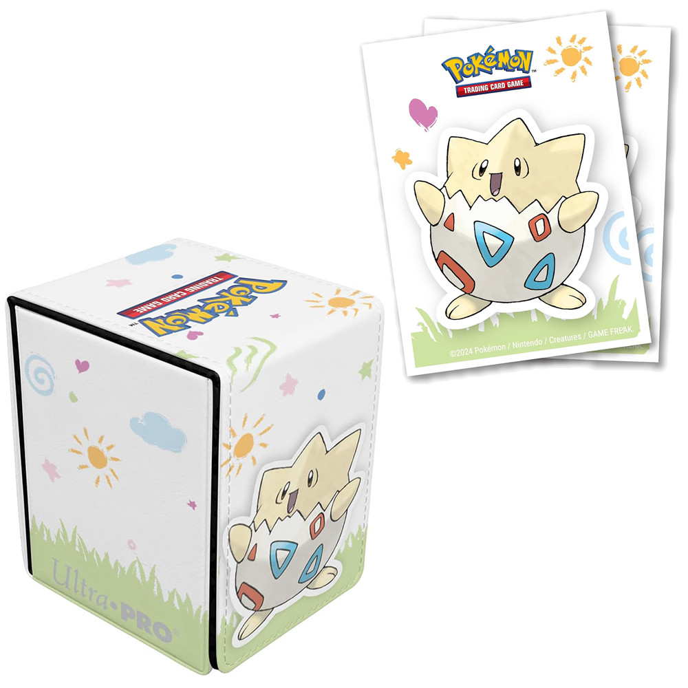 Kit Porta Baralho Alcove Flip + 105 Sleeves Oficiais Pokemon Togepi Central