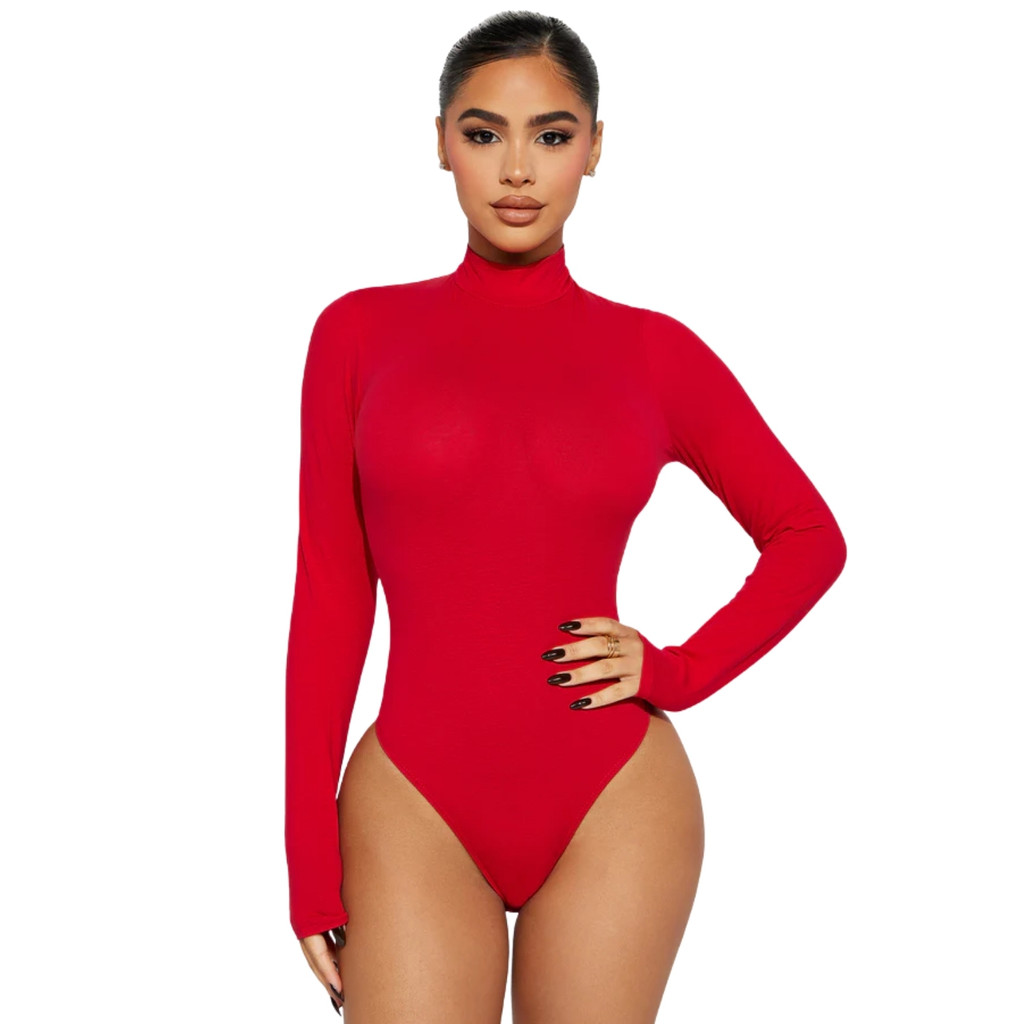 Body Feminino Manga Longa Blusinha Gola Alta Cacharrel Tendencia