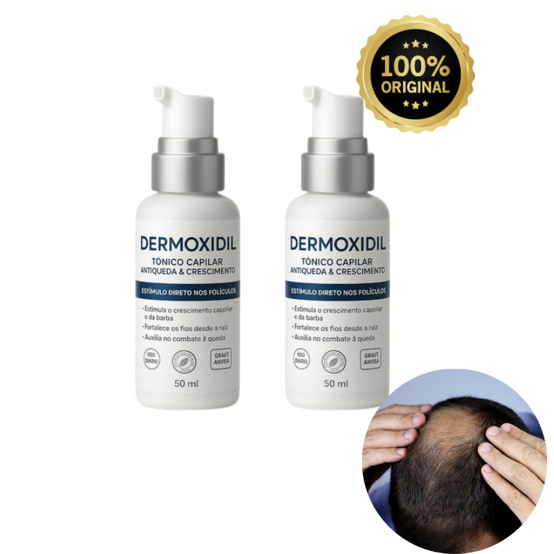 Kit com 2 ou 1 Tônico Dermoxidil Crescimento Barba e Cabelo Mousse Antiqueda Preenche Falhas 50 ml em Oferta na Shopee