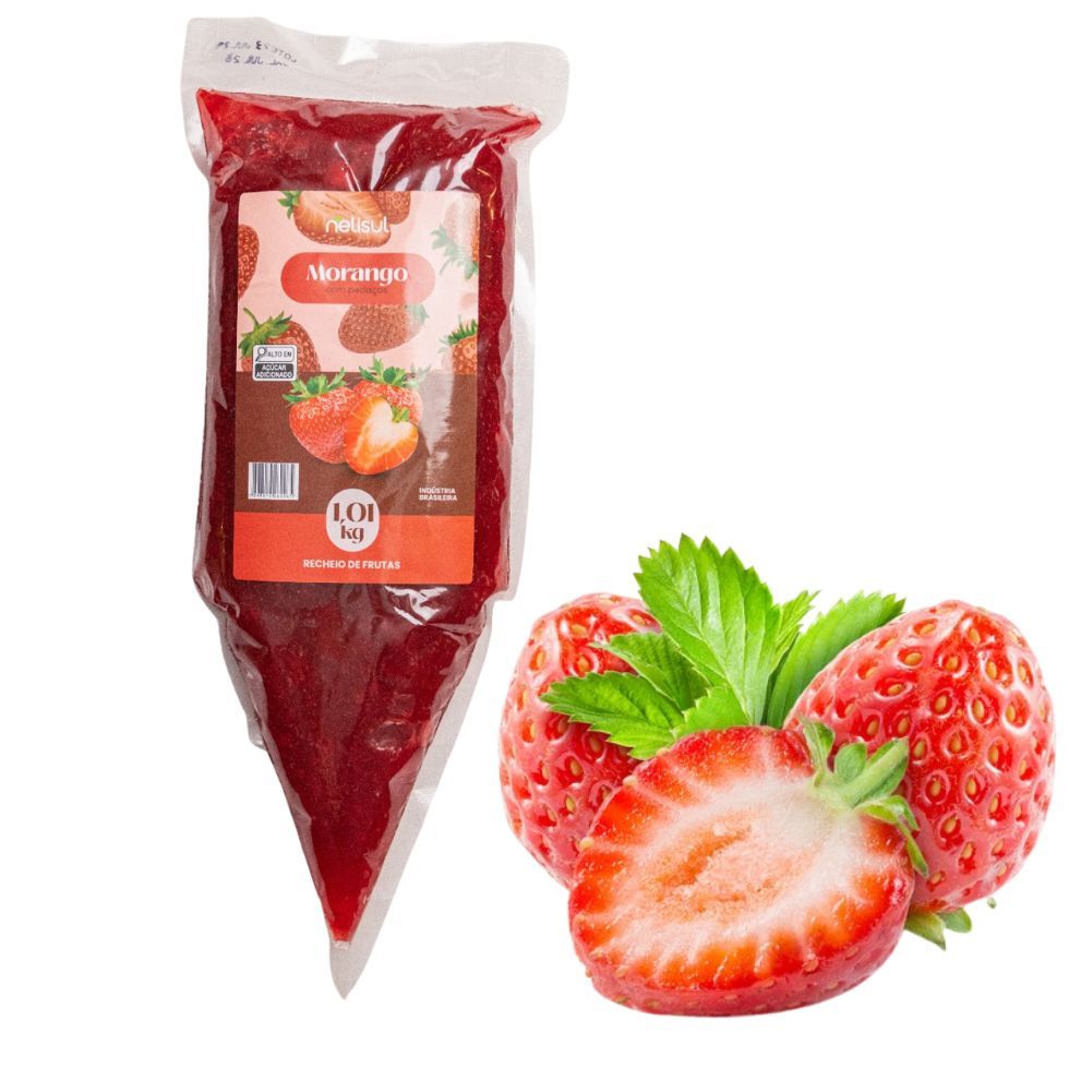 Recheio e Cobertura de Morango com Pedaços 1,01kg Bag Nelisul - Preparo