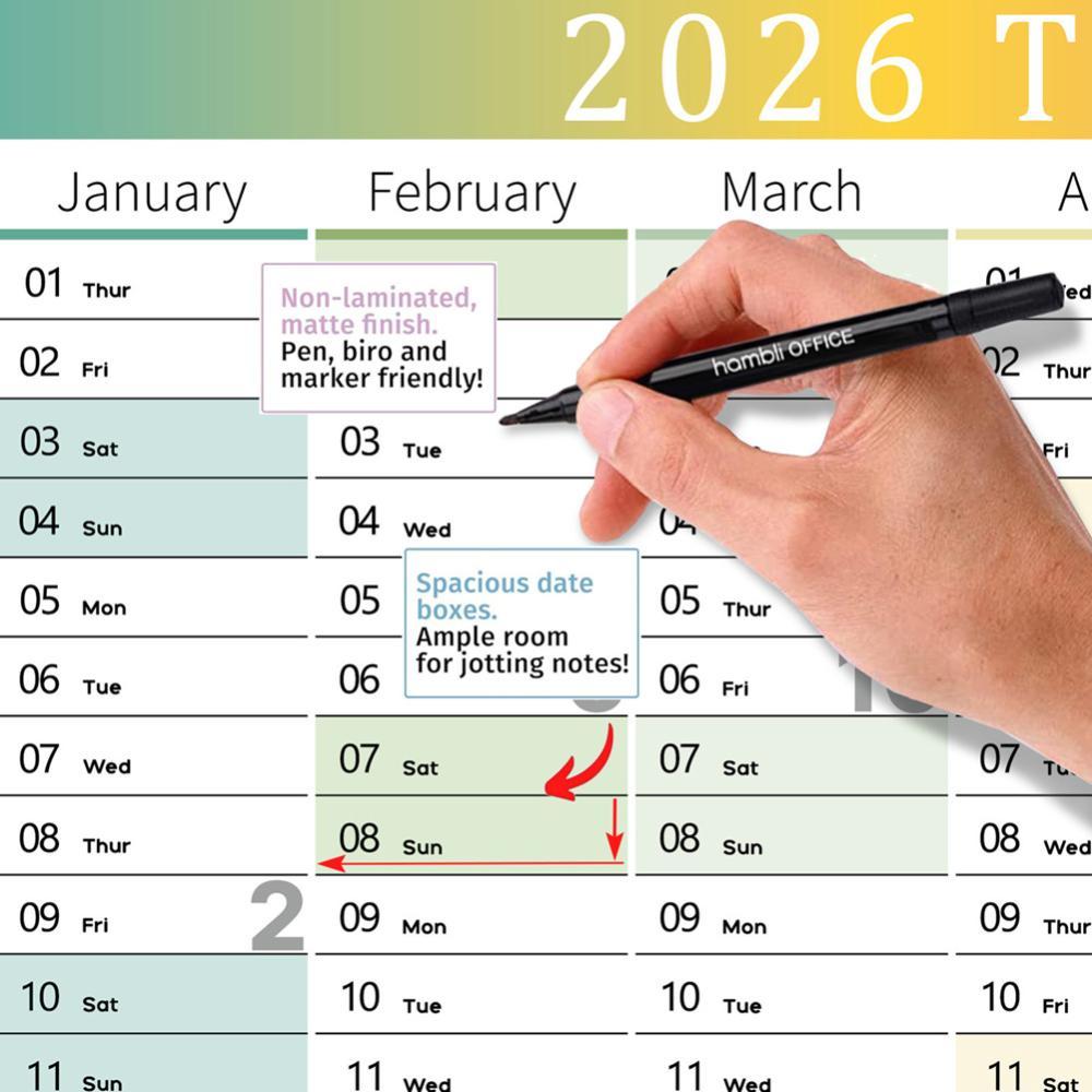 TIMEKEY 2026 Nova Agenda Diária Anual Planejador Folha Calendário Parede Plano De 365 Dias Planejamento Pendurado Semana