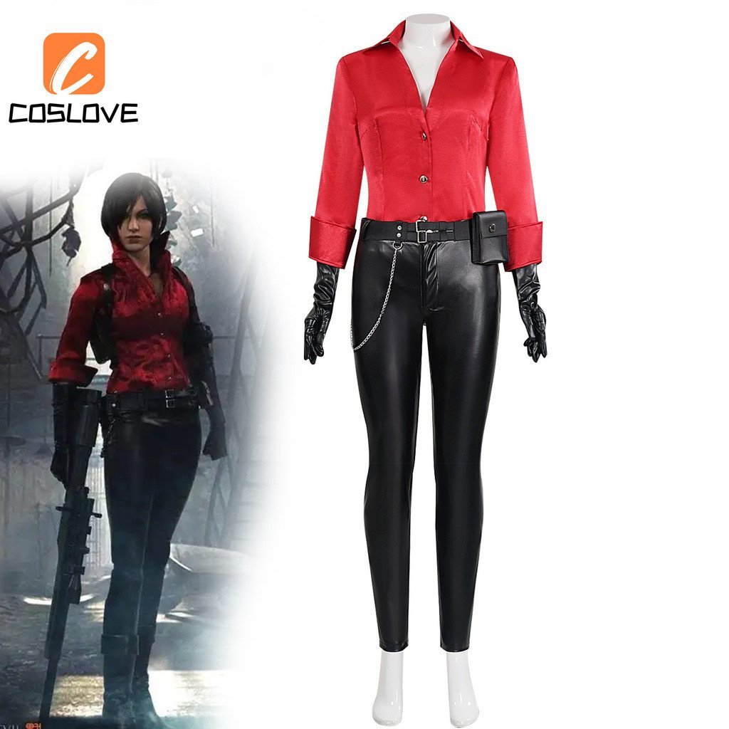 Resident Evil 6 Ada Wong Cosplay Anime Jogo Conjunto Completo Fantasia para Mulheres Topo Vermelho Festa SN17