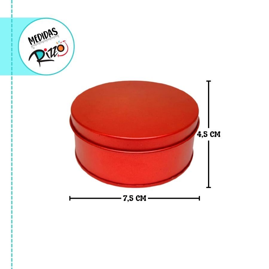 Lata de Metal Redonda - Vermelho - 7,5x7,5x4,5cm - 1 unidade - Rizzo