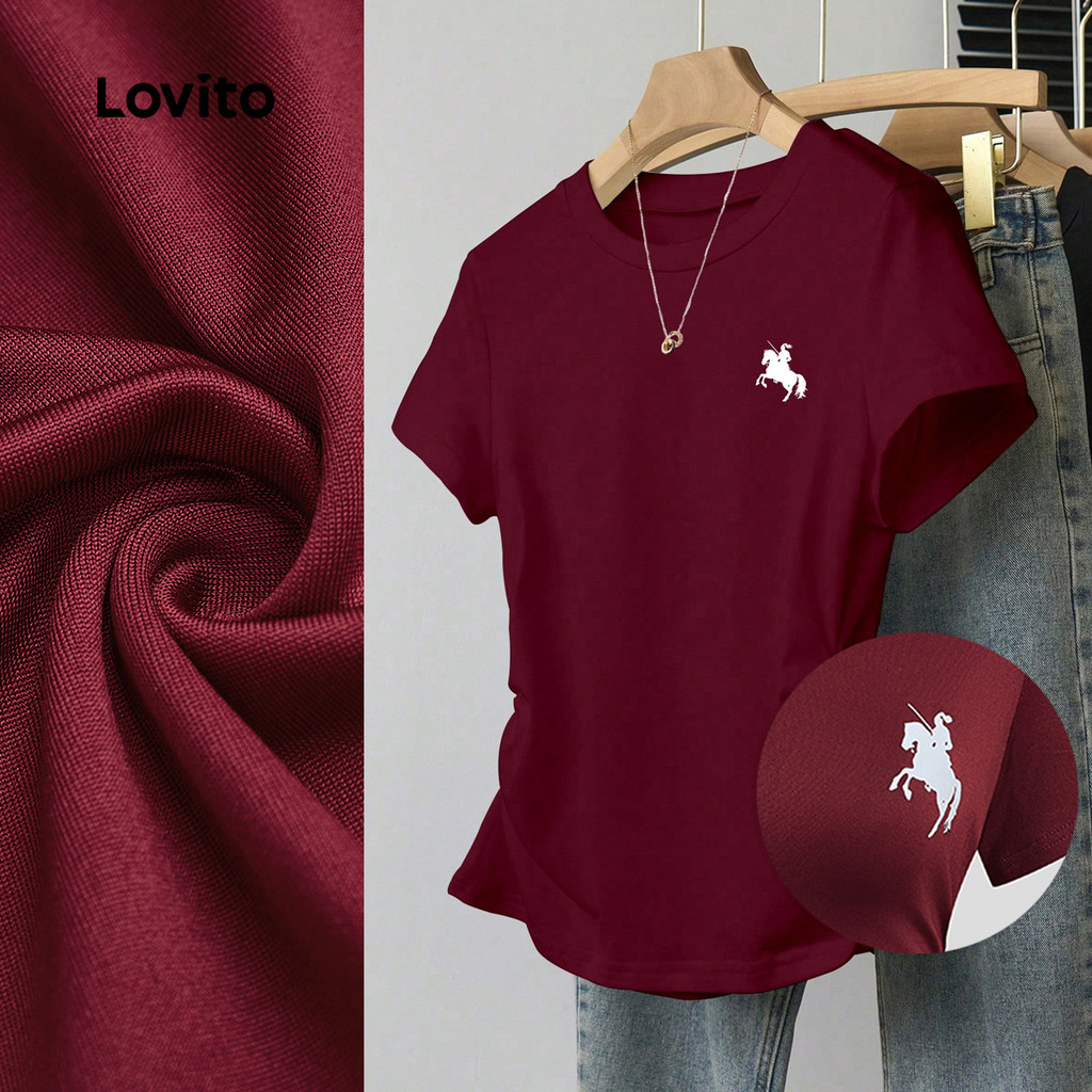 Lovito Camisa Casual Primavera/verão Claret para Mulheres L157LD354 em Oferta na Shopee