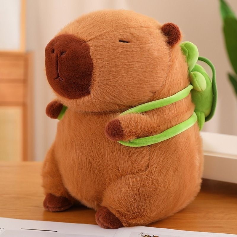 Brinquedo De Pelúcia Capivara Com Mochila Tartaruga Fofo