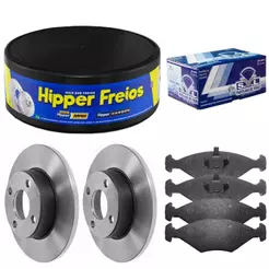 Kit Pastilha Disco Freio Fiat Uno 2001 A 2009 Dianteiro