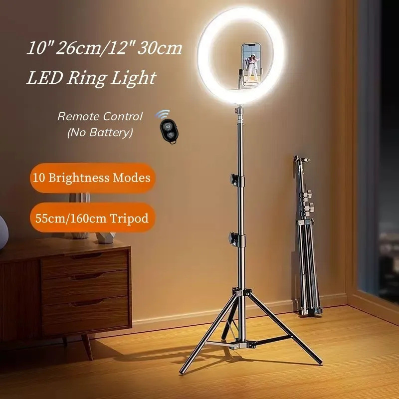 [Envio 24H] Ring Light Anel De Luz LED De 10 Polegadas E 12 Com Suporte , Para Selfie Gravação De Vídeo De Maquiagem