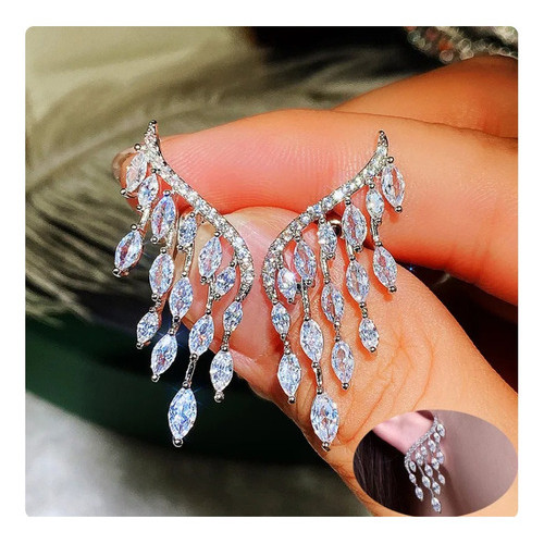 Brinco Ear Cuff Noiva Pedra Zirconia Debutante Prata Festa em Oferta na Shopee