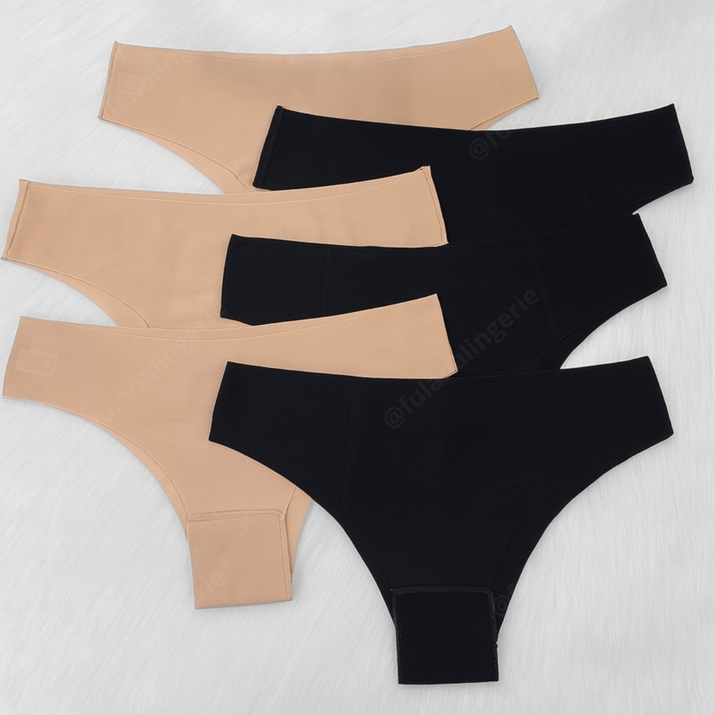 Kit 10 Calcinha Sem Costura Preta e Bege Tanga Laser Não Marca Academia - Tanga Roma