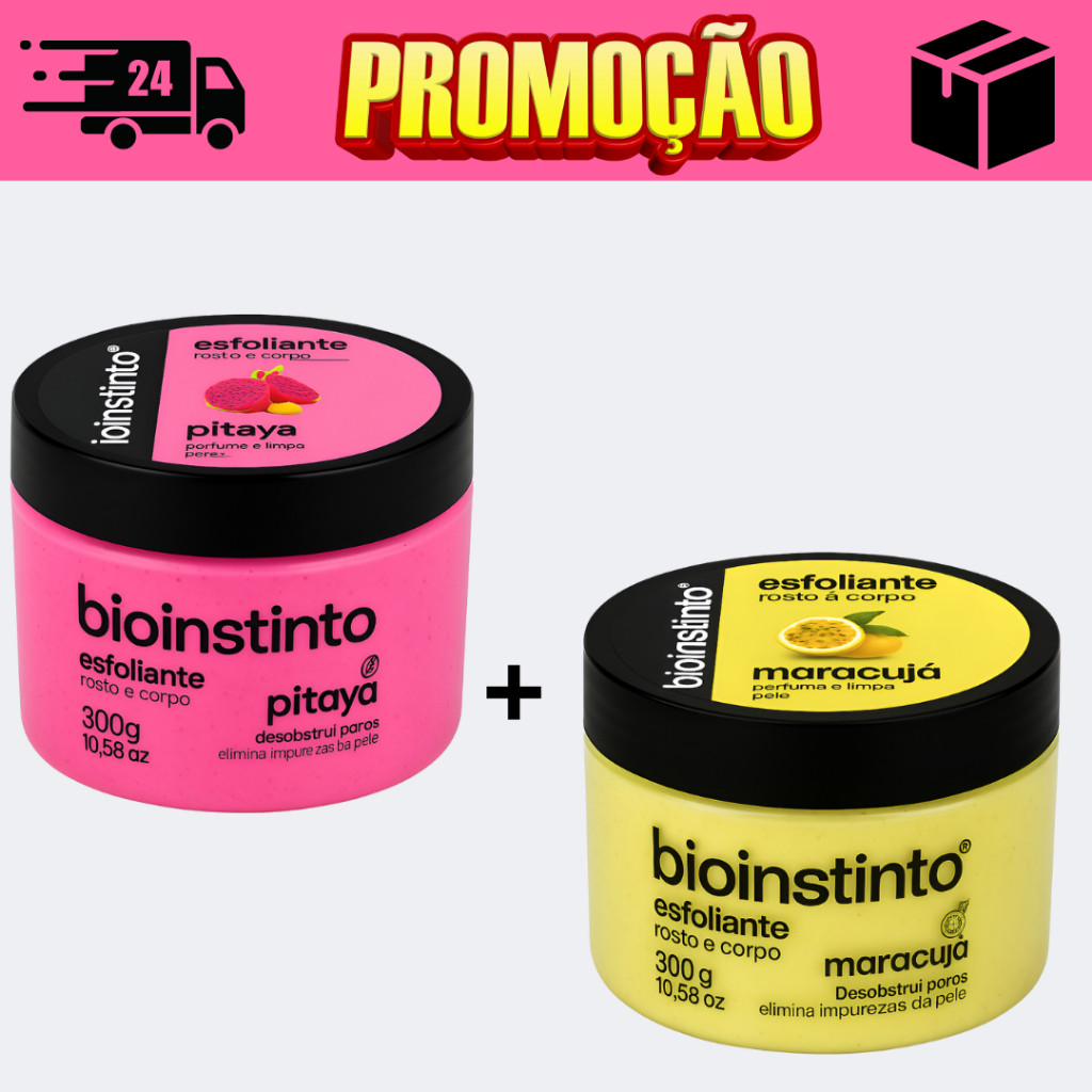 Kit 2 Esfoliante Corpo e Rosto Skin care Hidratação e Limpeza Profunda Bio Instinto 300g