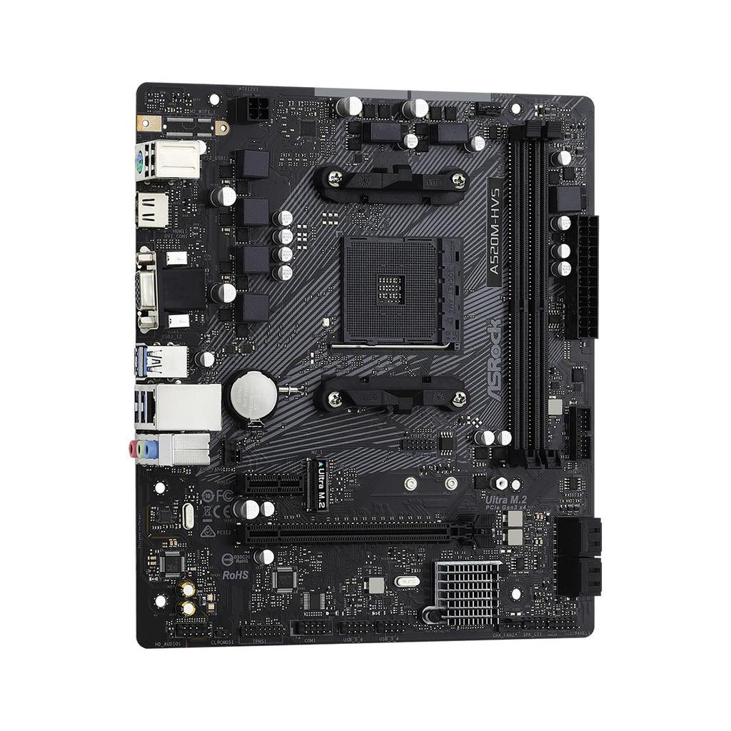 Placa Mãe ASRock A520M-HVS, A520, AMD AM4, mATX, DDR4, 90-MXBE60-A0UAYZ — imagem 2 de 2