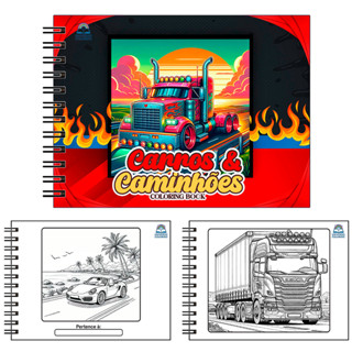 Livro de Colorir Infantil CARROS E CAMINHOES 50 Folhas Capa Dura em Oferta na Shopee