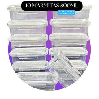 Kit 10 Marmita conjunto Potes 800ml com Travas Laterais BPA FREE - Alimentos organizadores de congelador em Oferta na Shopee