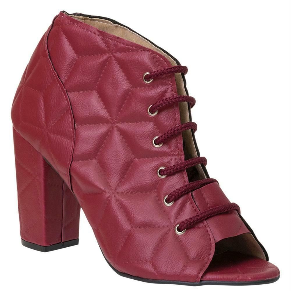 Ankle Boot Em Sintético Bordô
