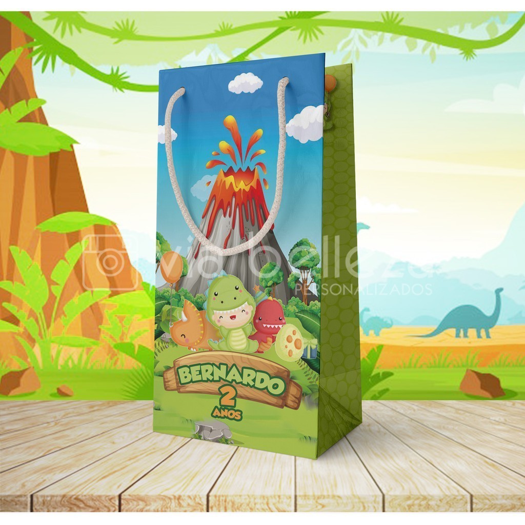 10 Sacolinha Personalizada Dino Baby Dinossauro Bebê Festa Aniversário Lembrancinha