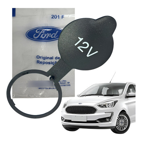 Tampa Tomada De Força (12v) Ford Ka+  2014/2021 - Original - Preto