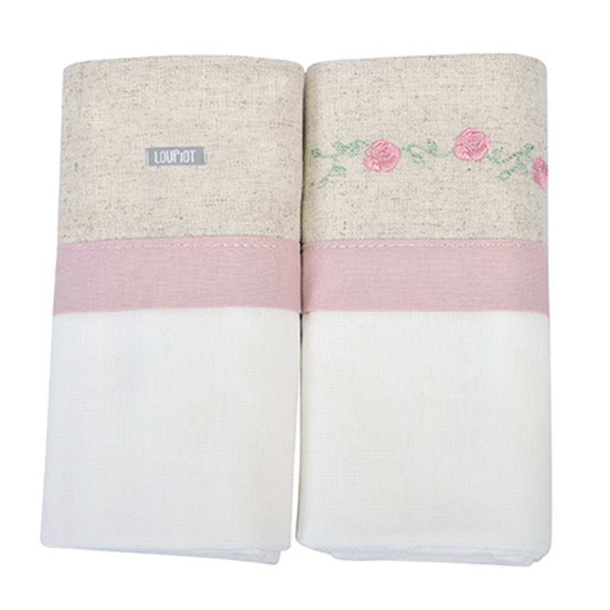 Kit Cueiro Loupiot Nature Bordado Flores - 2 Peças 80cmx80cm em Oferta na Shopee