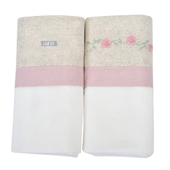 Kit Cueiro Loupiot Nature Bordado Flores - 2 Peças 80cmx80cm