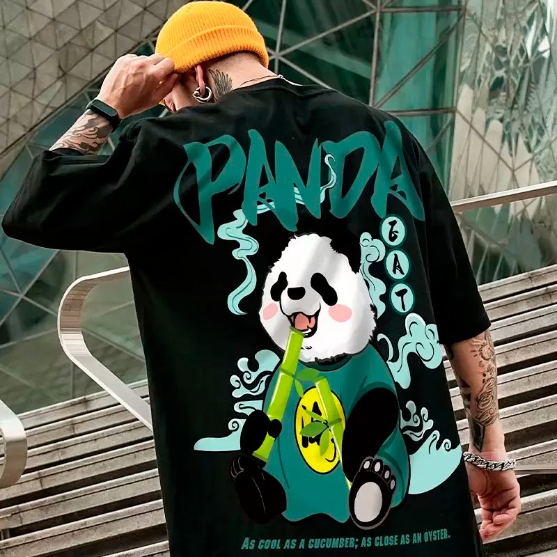 Camiseta blusa Básica Streetware Algodão Oversized Panda Unissex Masculina Academia Treino Musculação